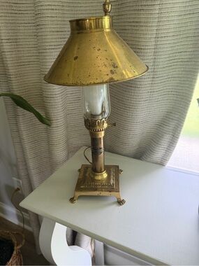 1960’s Brass Orient Express Paris Table Lamp with Decorative Base
